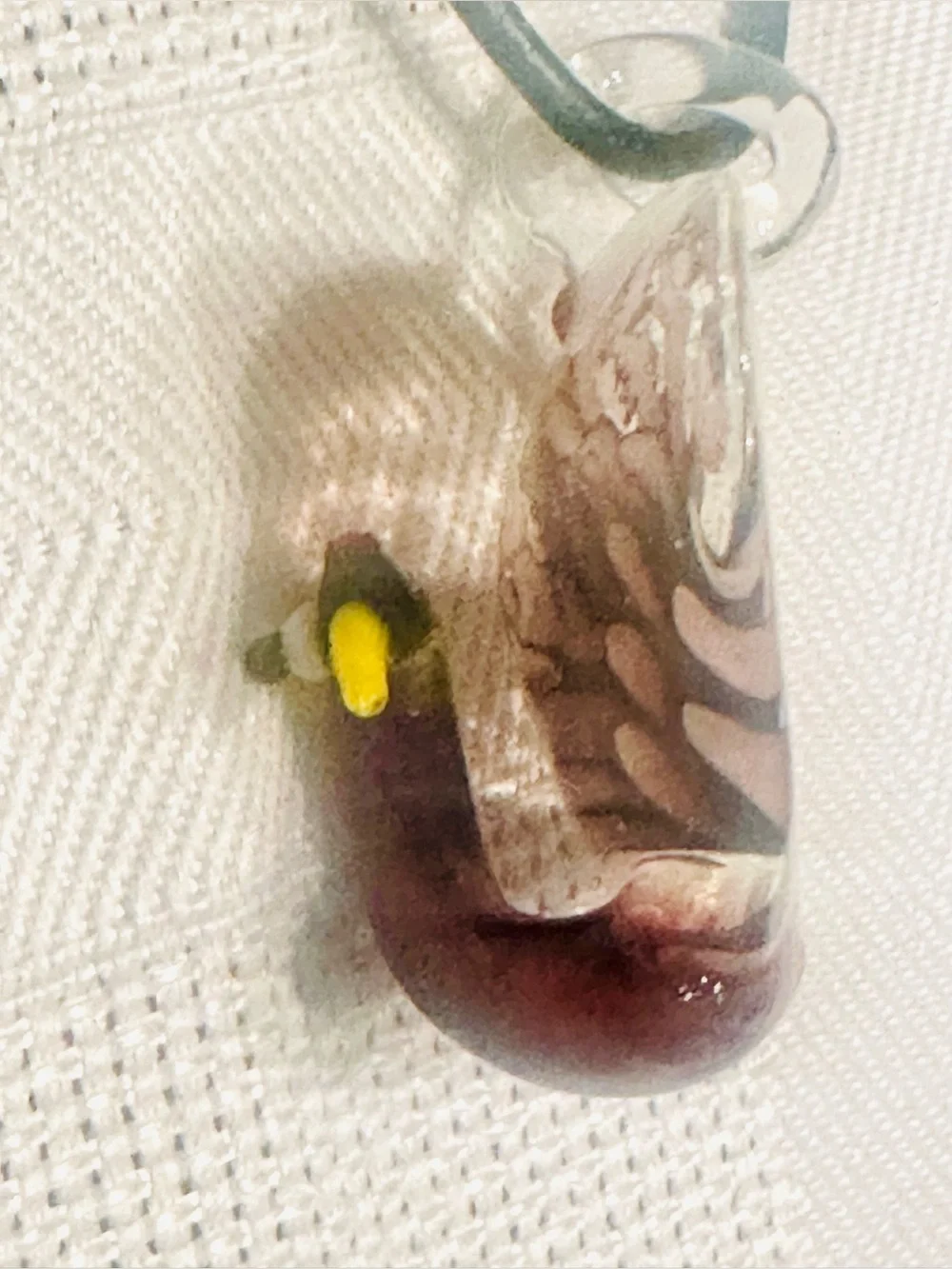 Murano Style Art Glass Peacock Pendant Handmade Necklace w/claw Clasps